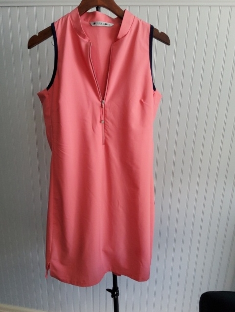 Sleeveless Coral Midi Dress with Front Zip